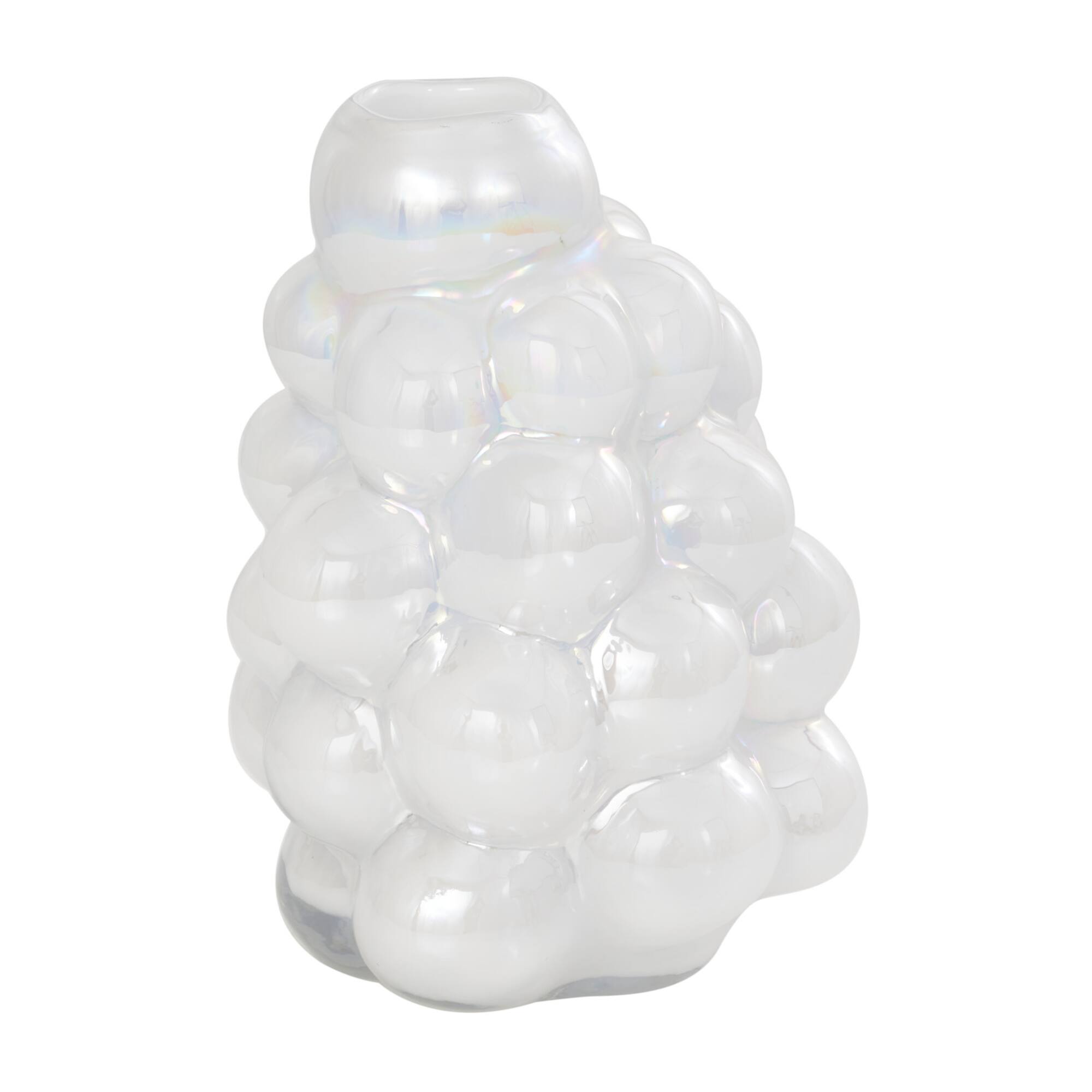 12" Clear Abstract Handmade Bubble Glass Vase
